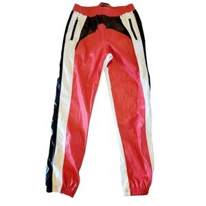 Vintage Like An Angel L Punk Colorblock Pants Pleather Hip Hop Zip Pckts 80's